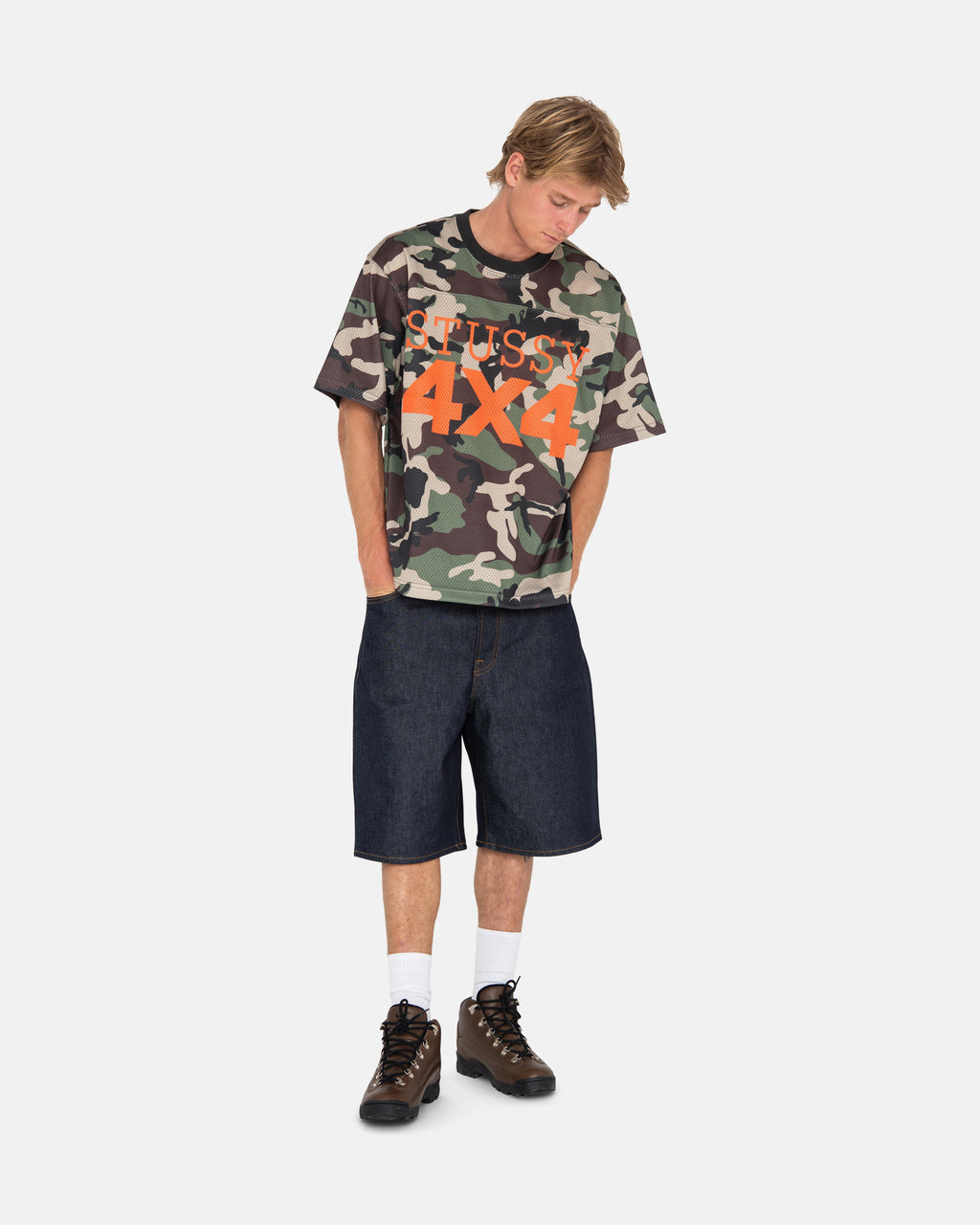 Stussy 4x4 Mesh Football Pelipaita Camo | UONFPL-136