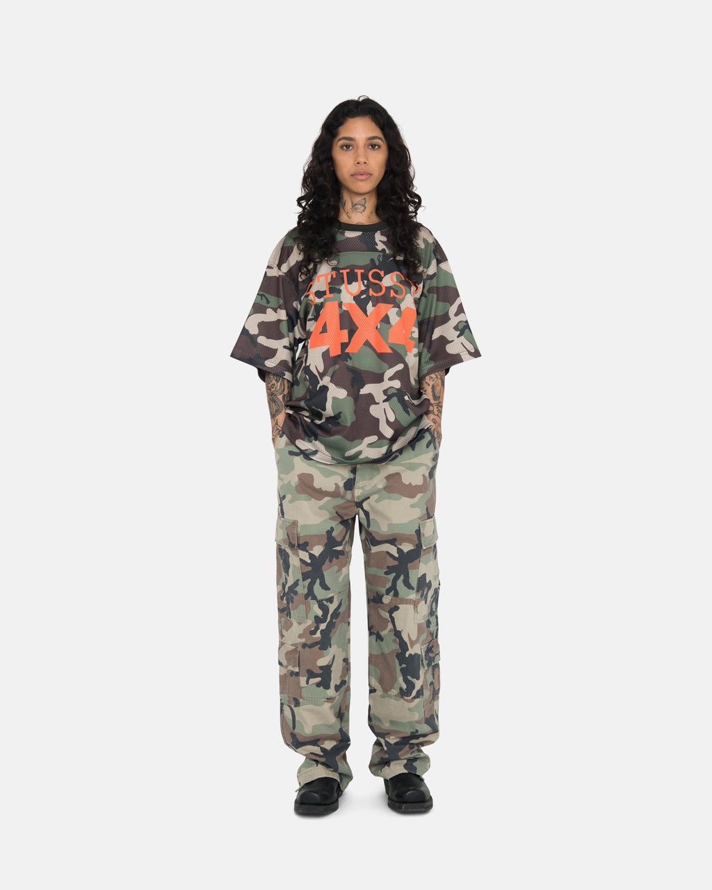 Stussy 4x4 Mesh Football Pelipaita Camo | UONFPL-136