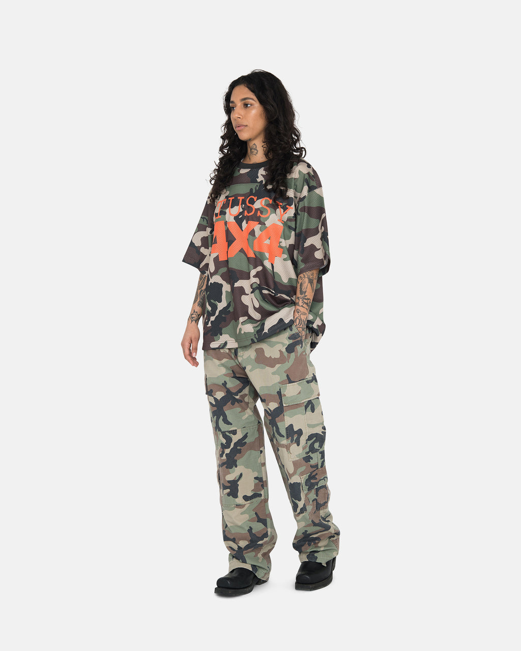 Stussy 4x4 Mesh Football Pelipaita Camo | UONFPL-136