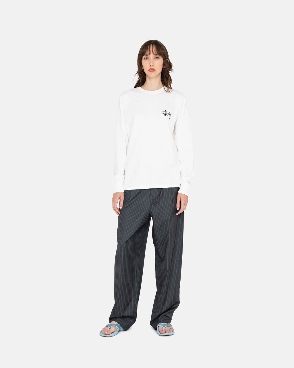 Stussy Basic Ls Juoksupaidat Valkoinen | DIVCAQ-642