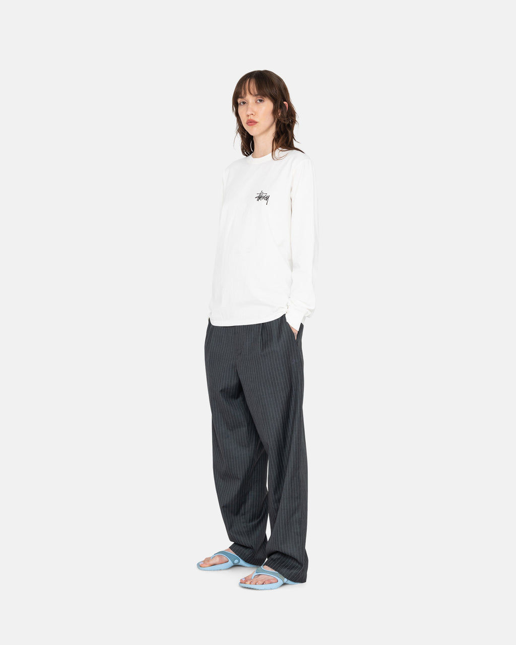 Stussy Basic Ls Juoksupaidat Valkoinen | DIVCAQ-642