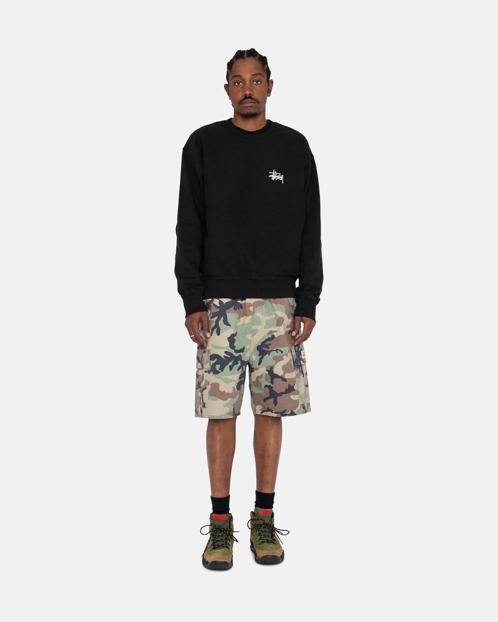 Stussy Basic Pigment Dyed Crew Shortsit Mustat | IUYHAO-970