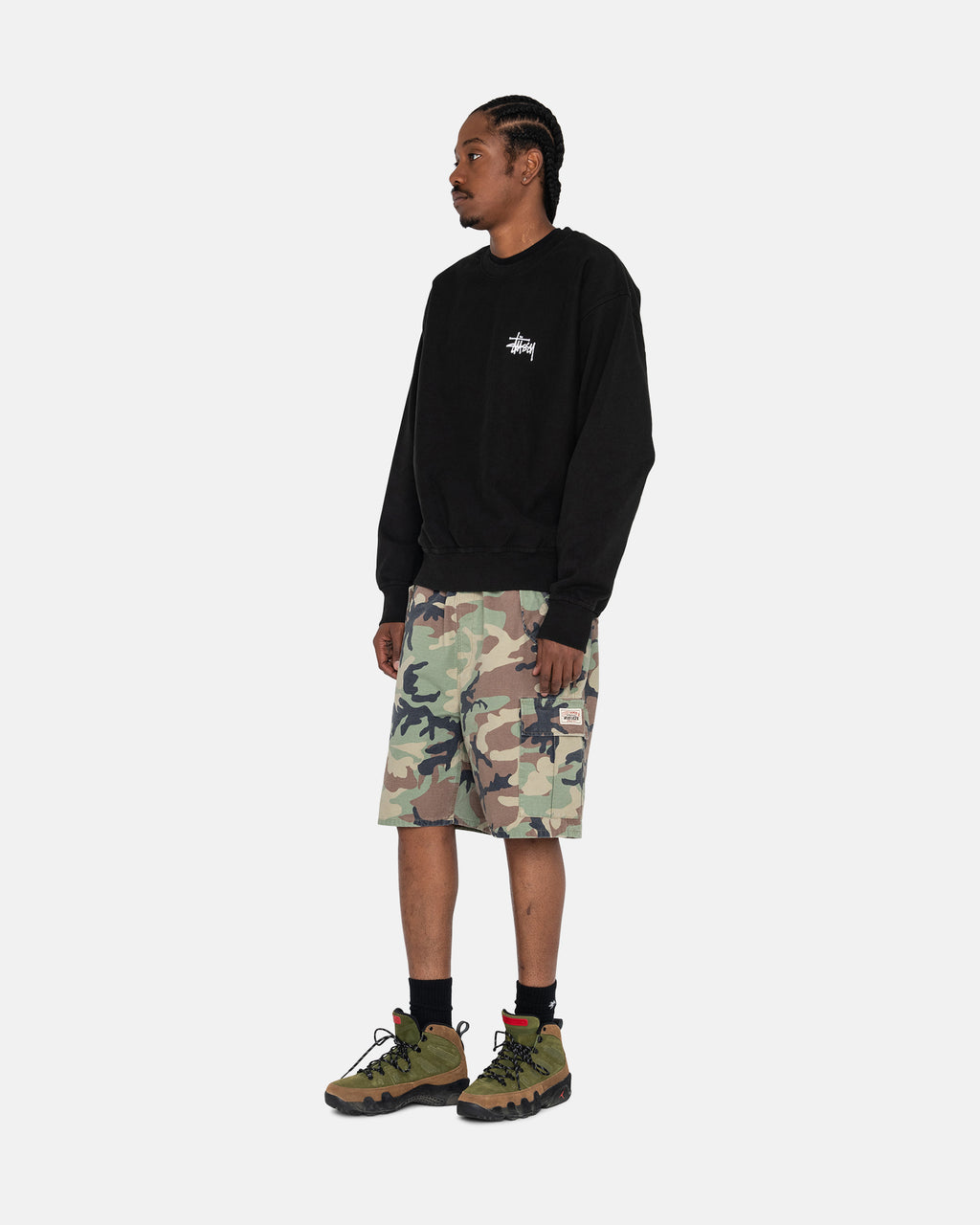 Stussy Basic Pigment Dyed Crew Shortsit Mustat | IUYHAO-970