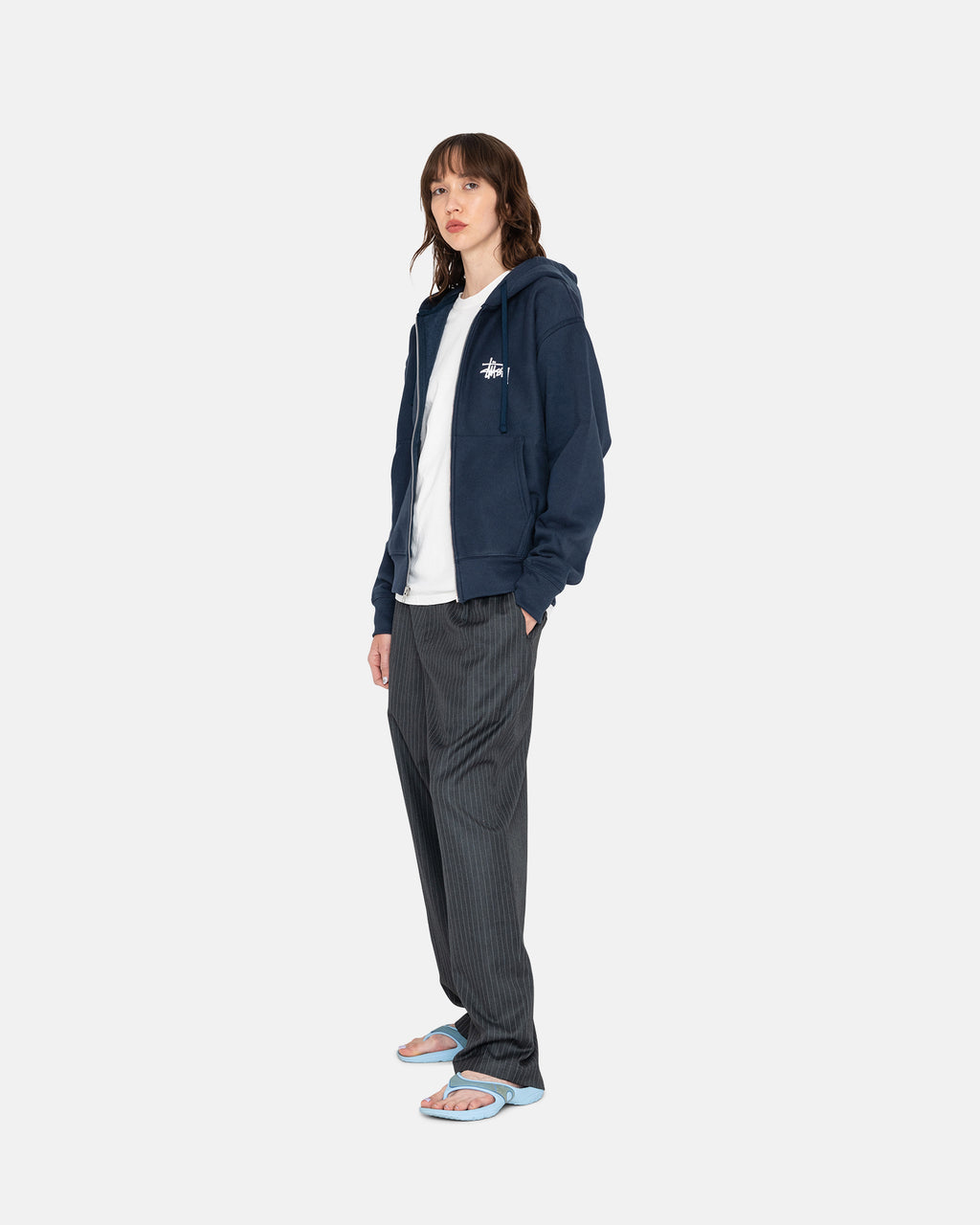 Stussy Basic Zip Huppari Laivastonsininen | NKDFVW-461