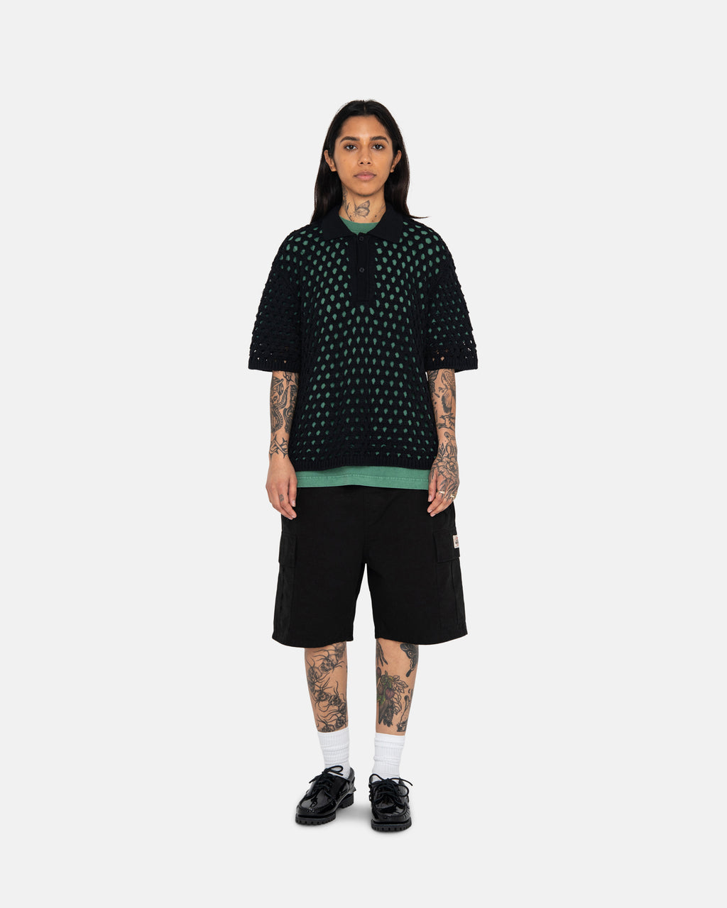 Stussy Big Mesh Polo Neulepuserot Mustat | OTFWRS-918