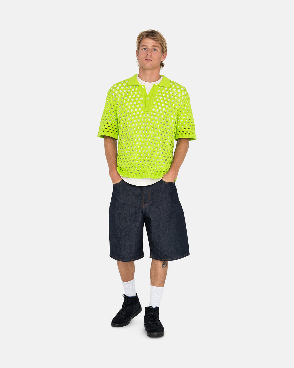 Stussy Big Mesh Polo Neulepuserot Vaaleanvihreä | RWPLUF-832