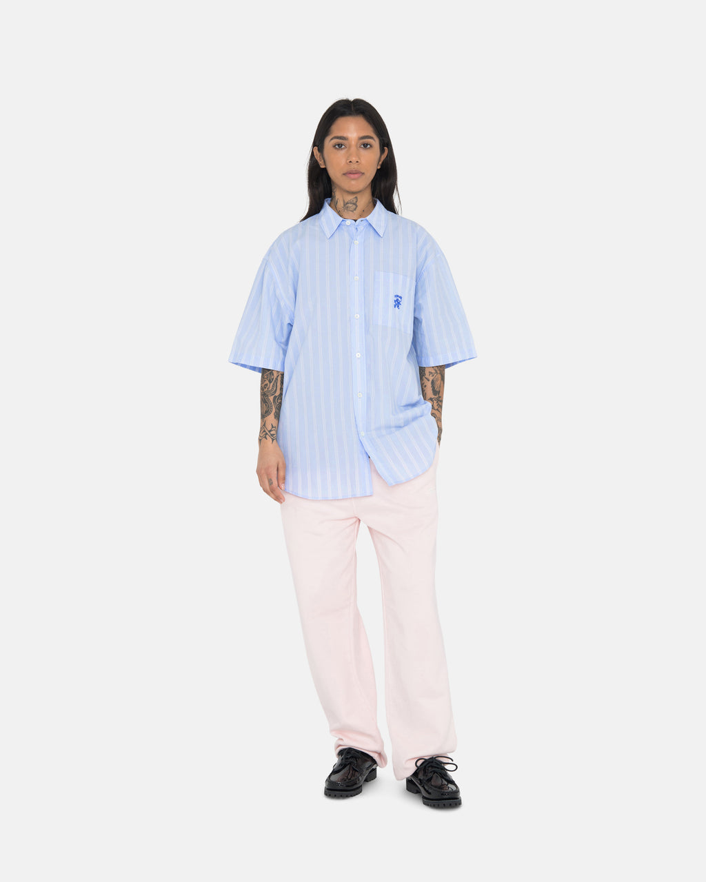 Stussy Boxy Raidallinen Ss Paidat Sininen | NGFIVL-627