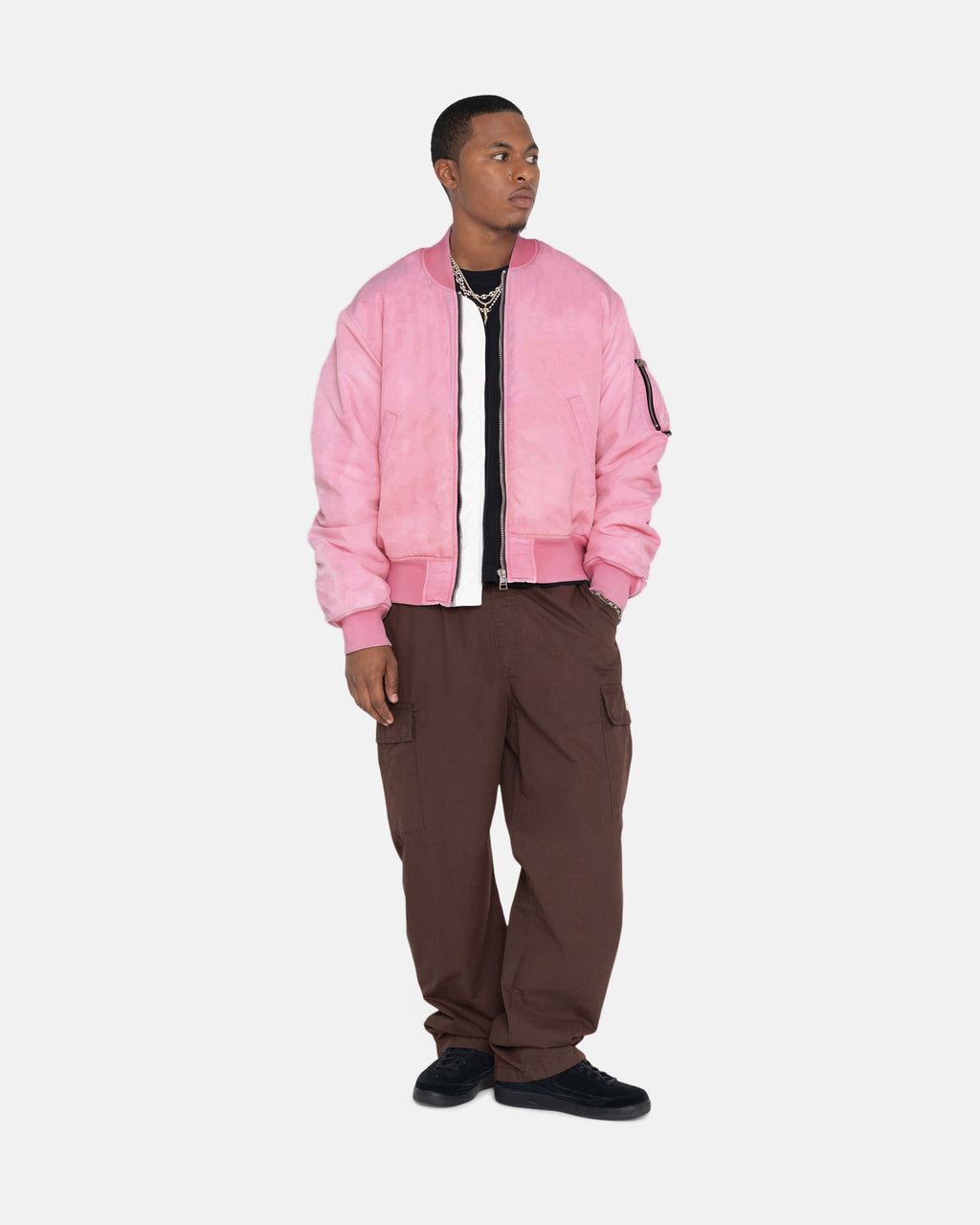 Stussy Dyed Nylon Bomber Takit Pinkki | VIGMUB-021