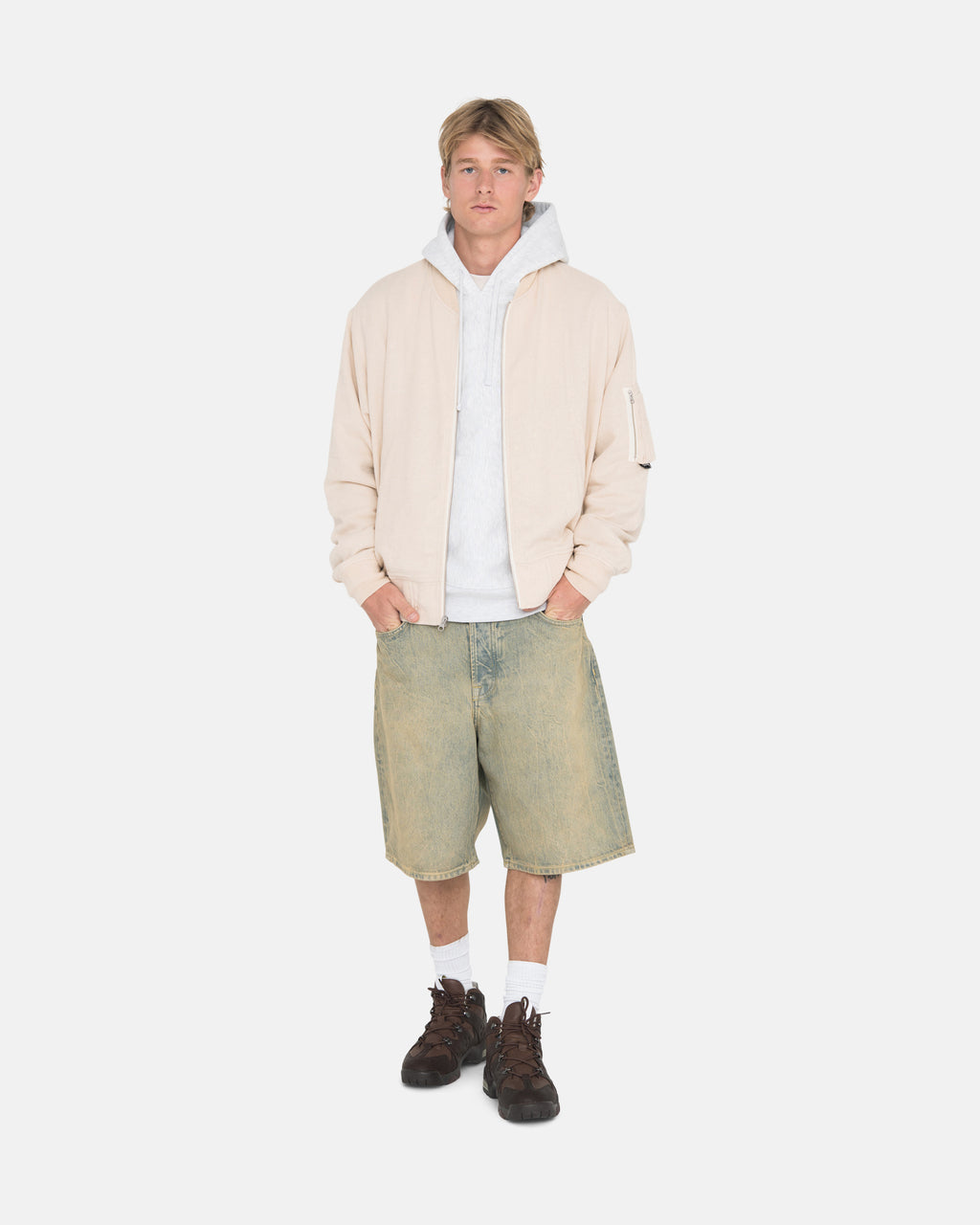 Stussy Linen Beach Bomber Takit Beige | FKOBXW-716