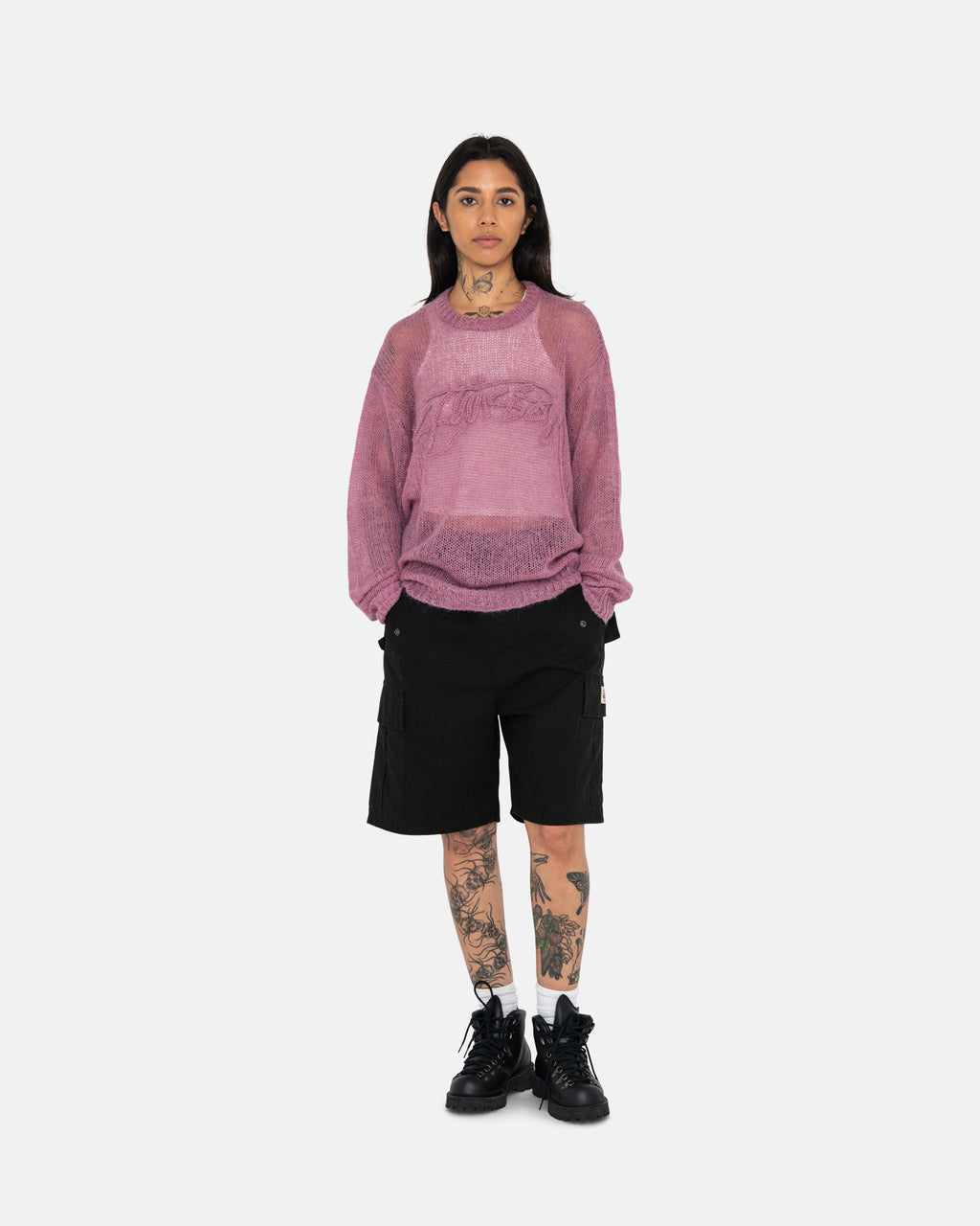 Stussy Loose Knit Logo Neulepuserot Violetit | UGMNOT-017