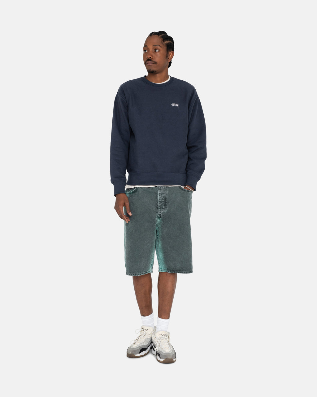 Stussy Overdyed Stock Logo Crew Shortsit Laivastonsininen | NWRCFJ-198