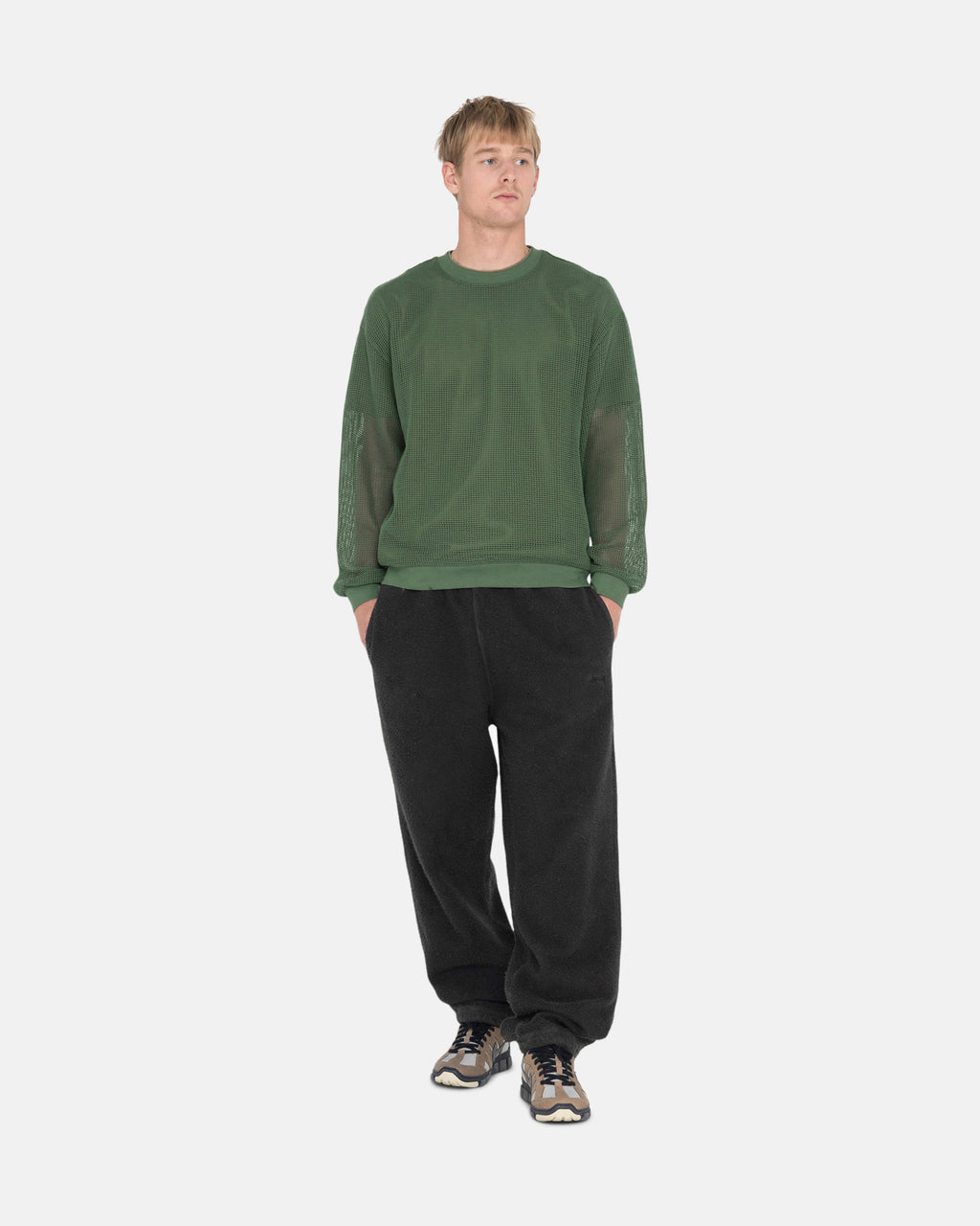 Stussy Puuvilla Mesh Ls Crew Paidat Oliivinvihreä | EPMUCN-549