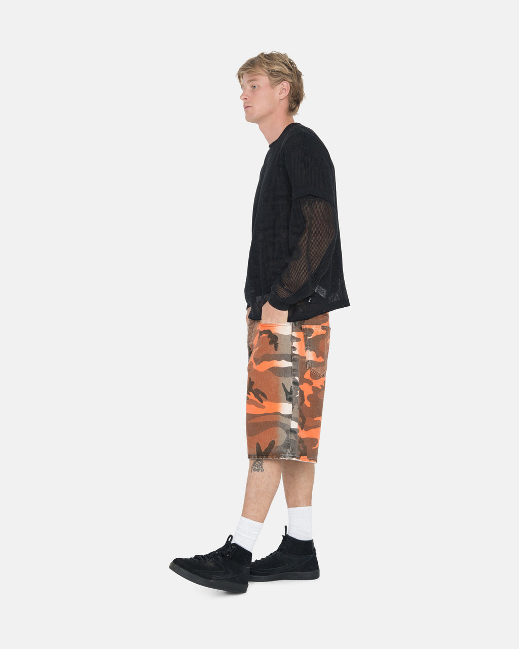 Stussy Spray Dye Big Ol' Shortsit Oranssi Camo | JYVDSA-059