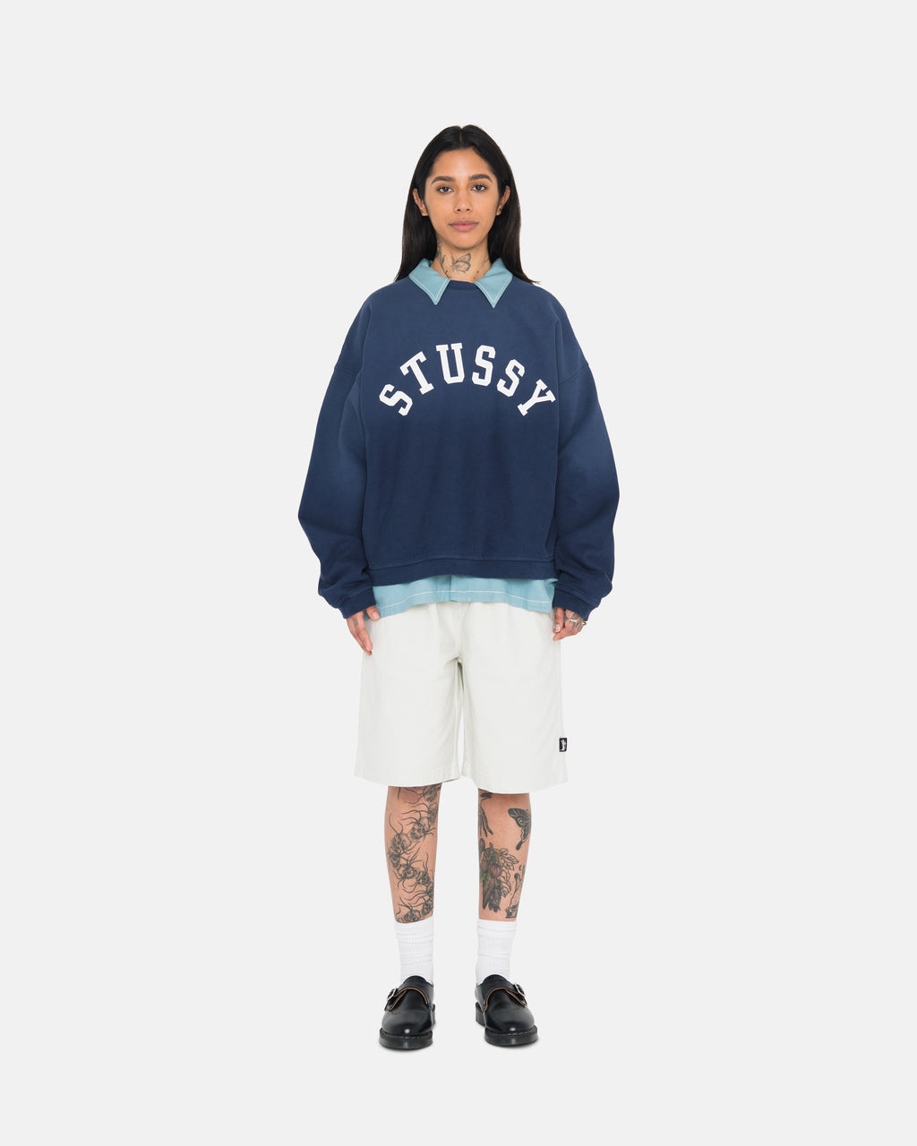 Stussy Sun Faded Oversized Crew Shortsit Laivastonsininen | NOXFQG-976