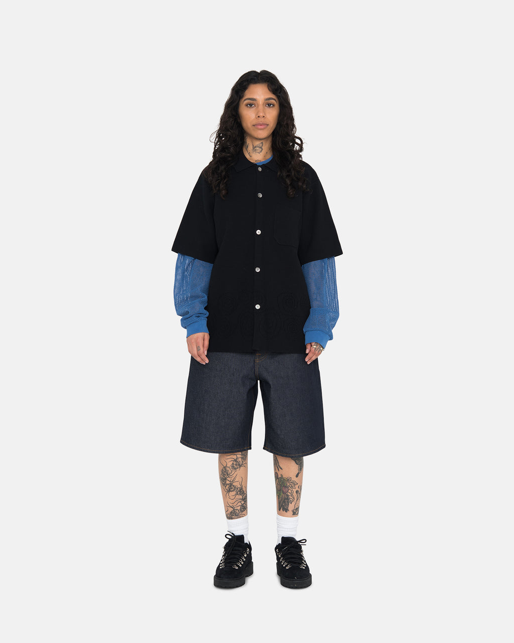 Stussy Wrinkly Gingham Ss Paidat Mustat | FMEYQR-517