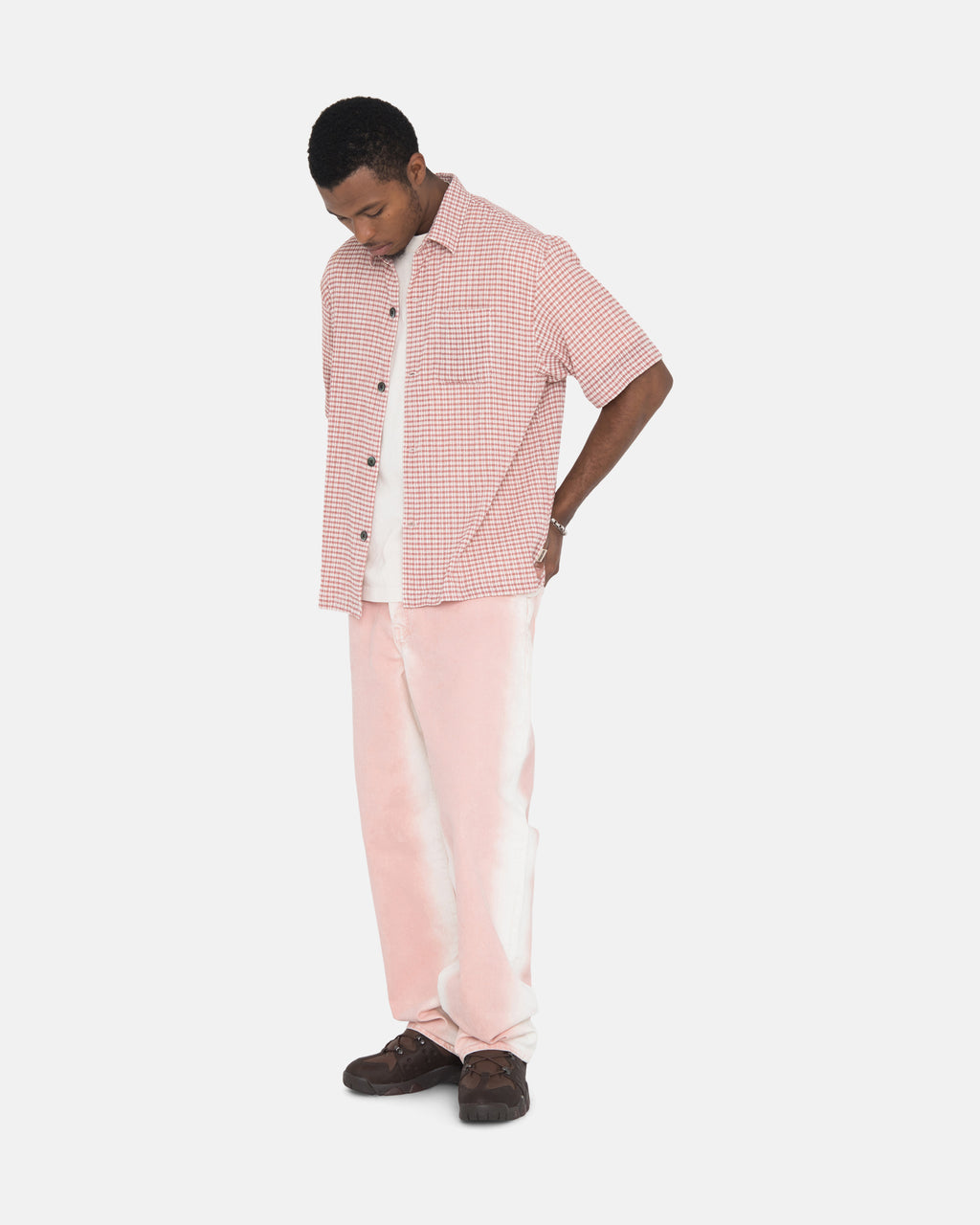 Stussy Wrinkly Gingham Ss Paidat Pinkki | INLJFZ-891