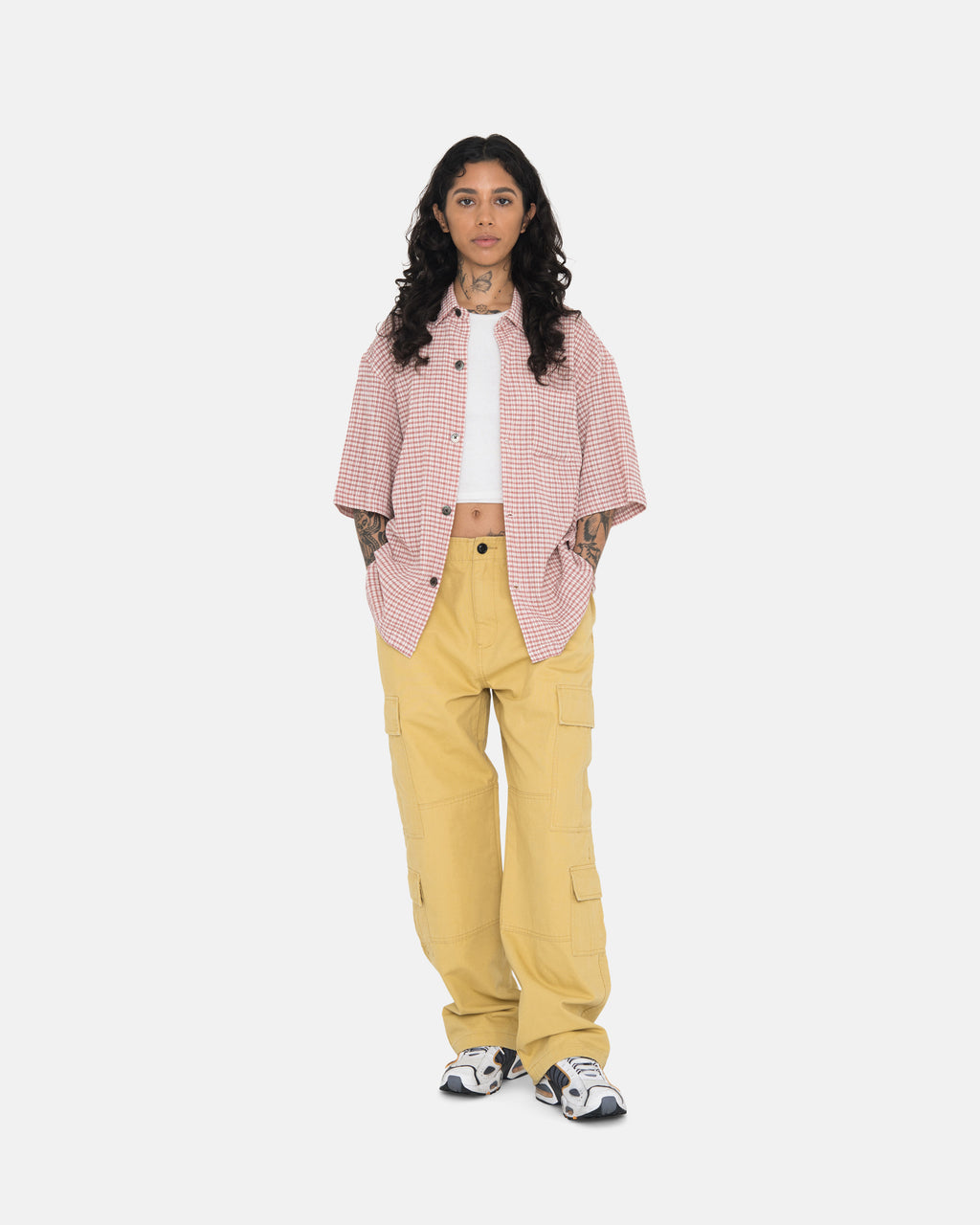 Stussy Wrinkly Gingham Ss Paidat Pinkki | INLJFZ-891