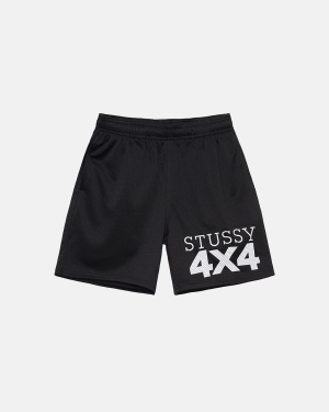 Stussy 4x4 Mesh Shortsit Mustat | VHNEWC-910