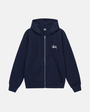 Stussy Basic Zip Huppari Laivastonsininen | NKDFVW-461