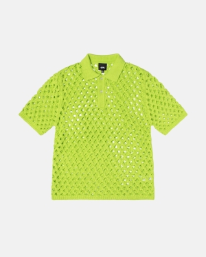 Stussy Big Mesh Polo Neulepuserot Vaaleanvihreä | KPCHLI-964