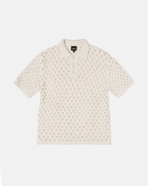 Stussy Big Mesh Polo Neulepuserot Valkoinen | FJYCTU-245