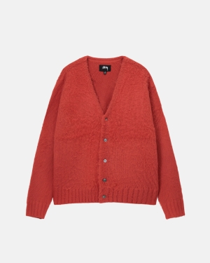 Stussy Brushed Cardigan Neulepuserot Punainen | KCWSGT-642