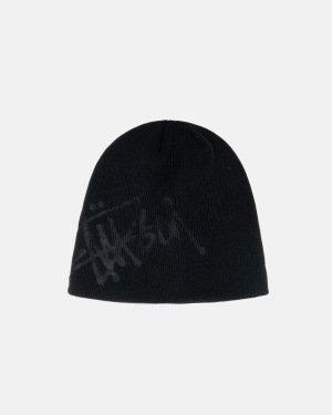 Stussy Debossed Basic Logo Skullcap Lippis Mustat | DUAHRO-402