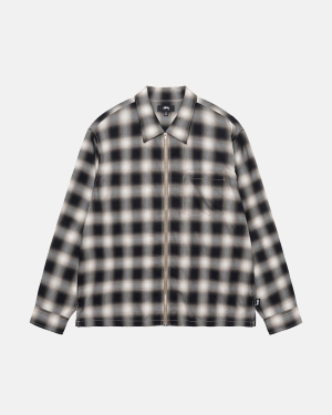 Stussy Eddie Plaid Zip Paidat Mustat | KROWGS-035