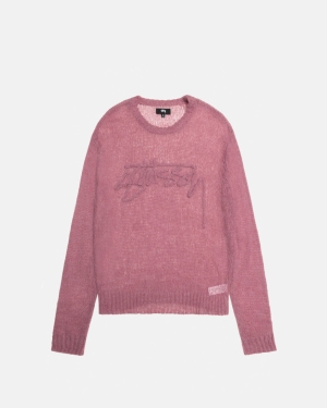 Stussy Loose Knit Logo Neulepuserot Violetit | UGMNOT-017