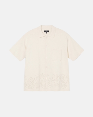 Stussy Perforated Swirl Knit Paidat Beige | BGPVNM-850