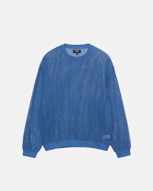 Stussy Puuvilla Mesh Ls Crew Paidat Sininen | RLECNJ-817