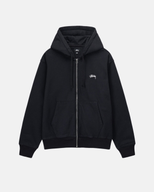 Stussy Stock Logo Zip Huppari Mustat | ZWQFYX-945